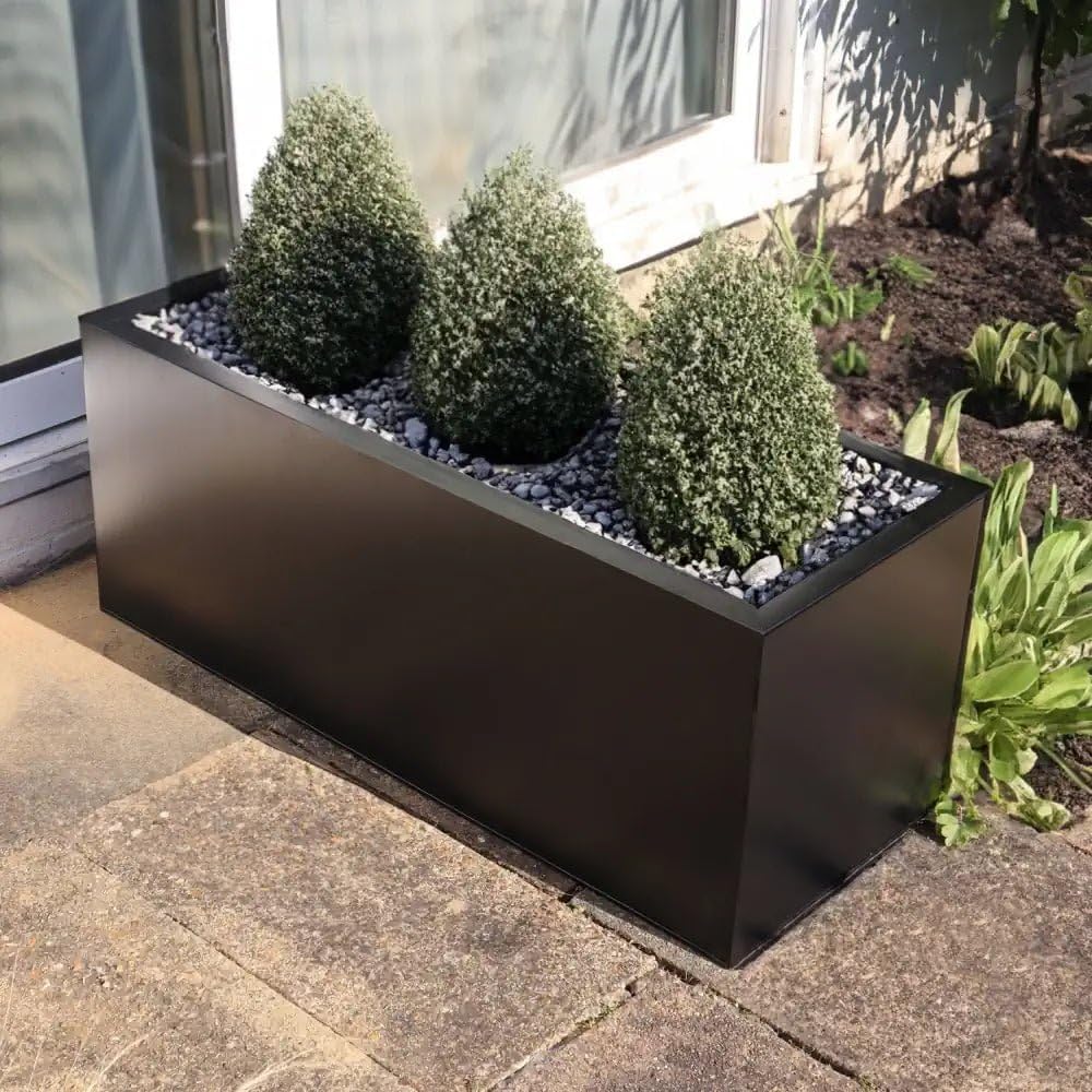 Zinc Galvanised Trough Planter 120cm Matte Black