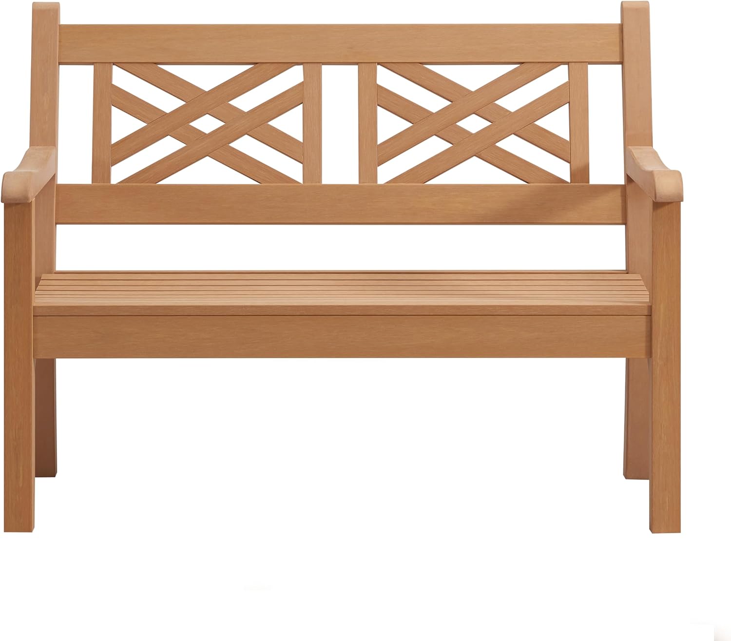 2 Seater Polymer Garden Bench Wood Effect Weatherproof Patio