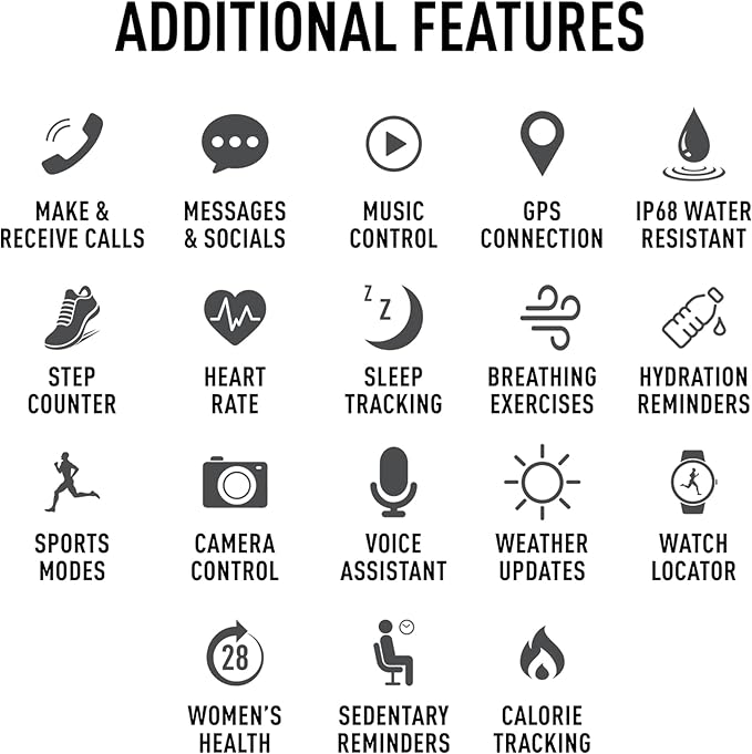 AMOLED Calling Smart Watch 1.85 Charcoal Strap