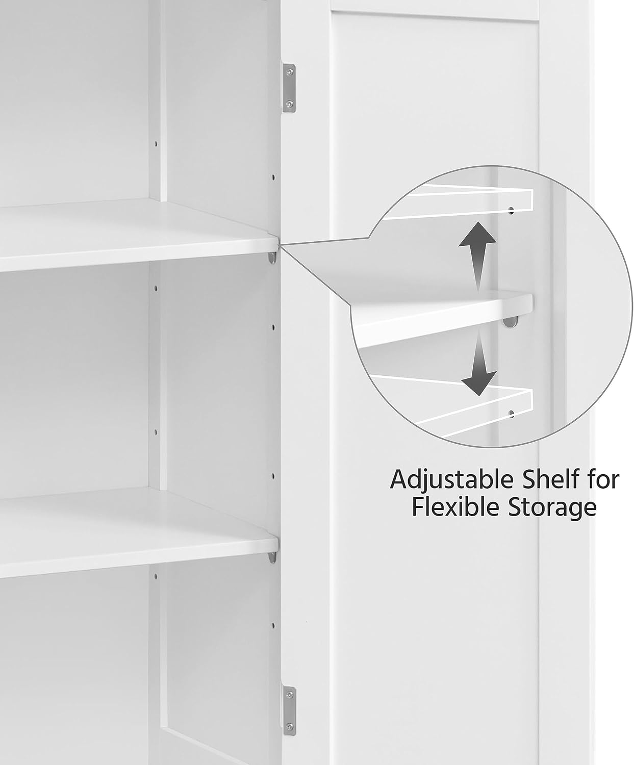 Tall Bathroom Storage Cabinet 4 Drawers Glass Doors White Unit
