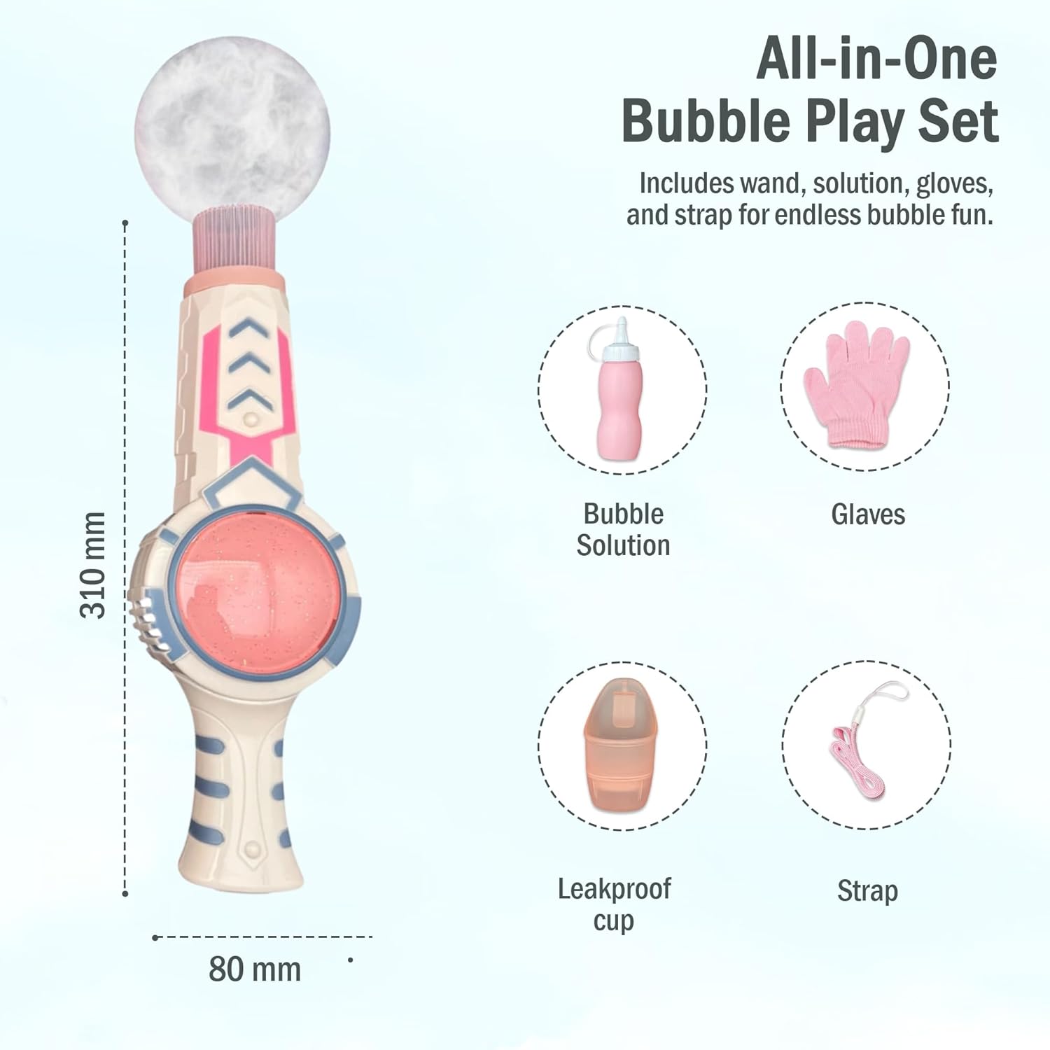 Smoke Bubble Wand Toy with Fog Effect Pink Kids Gift