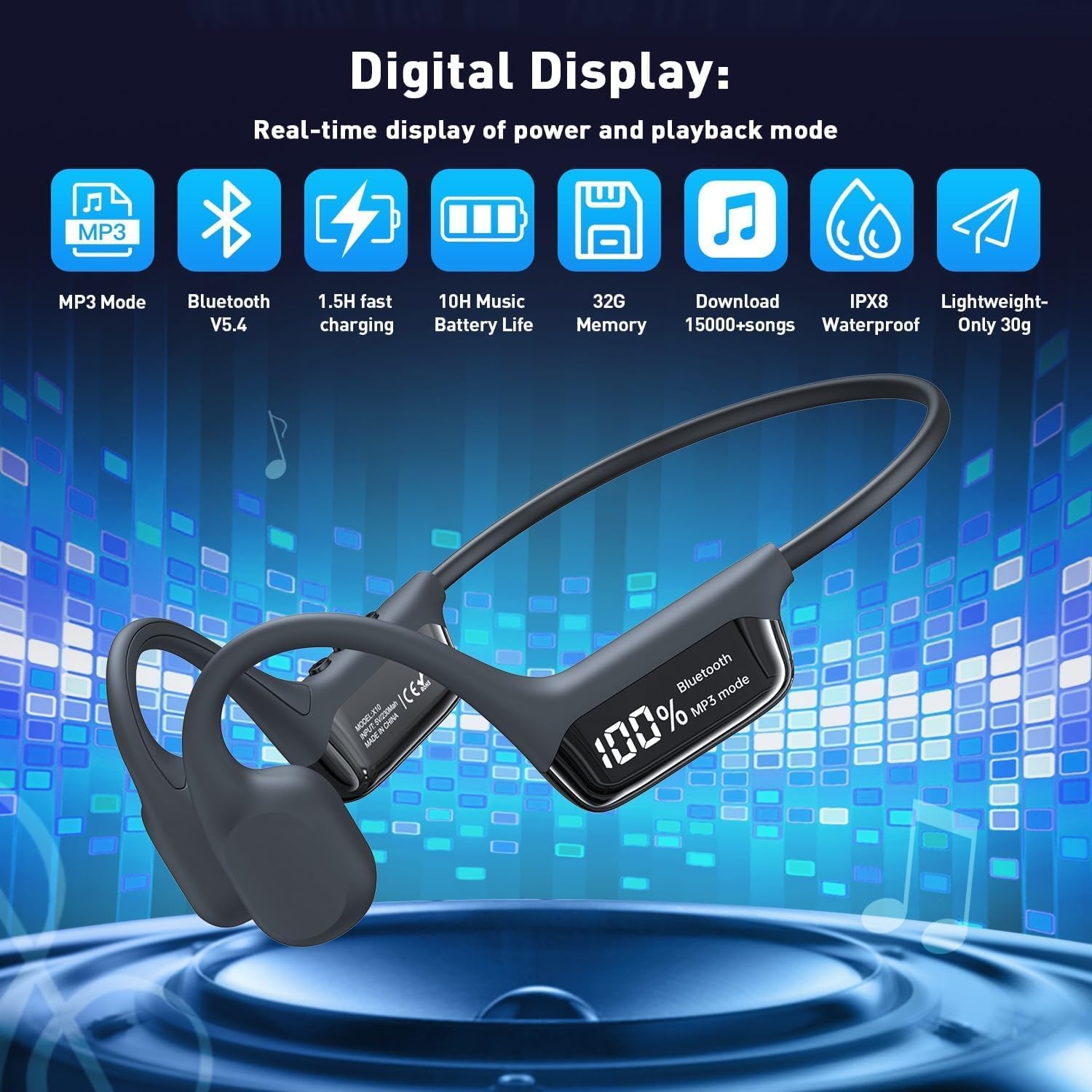 Bone Conduction Swimming Headphones IPX8 Waterproof 32GB MP3