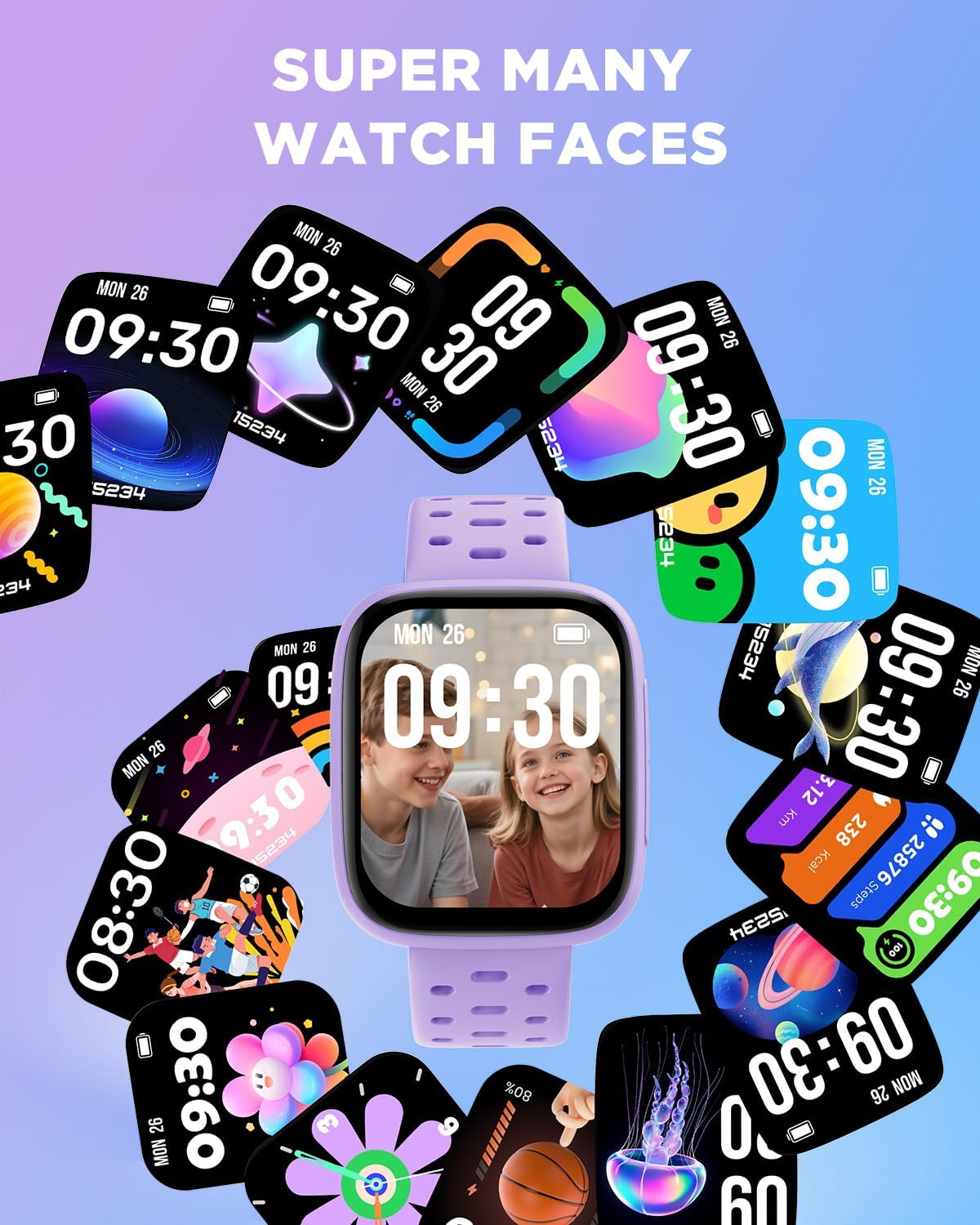 Kids AMOLED Smart Watch Lilac No Phone Needed