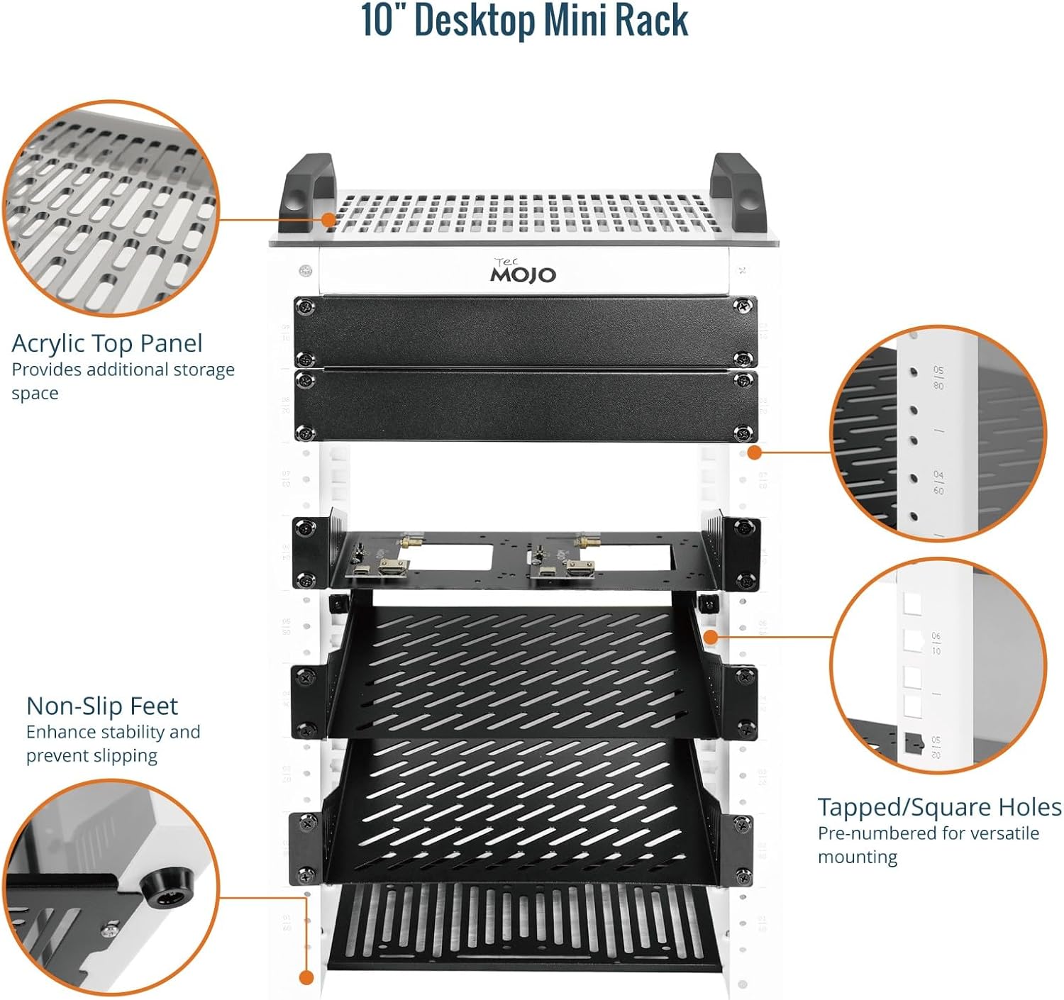 9U 10 Inch Mini Server Rack White with Shelves Panels