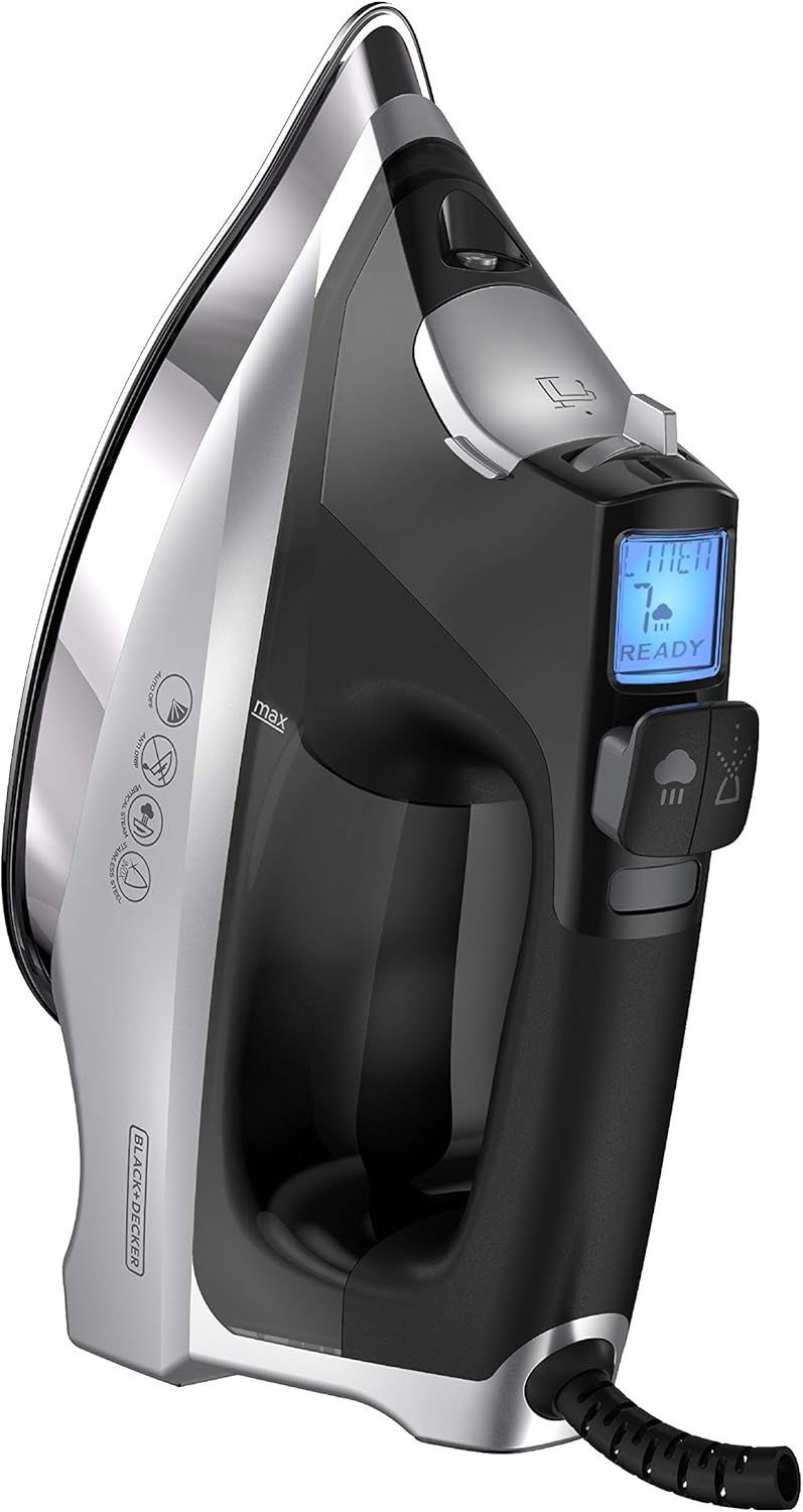 Digital Steam Iron 1800W LCD Display Auto Shutoff Anti Drip