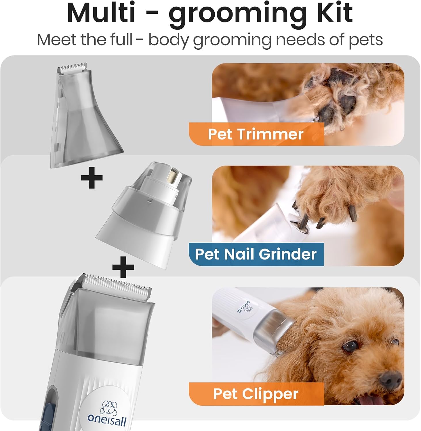 Dog Grooming Kit with Vacuum 12000Pa 7 Tools Clippers Paw Trimmer
