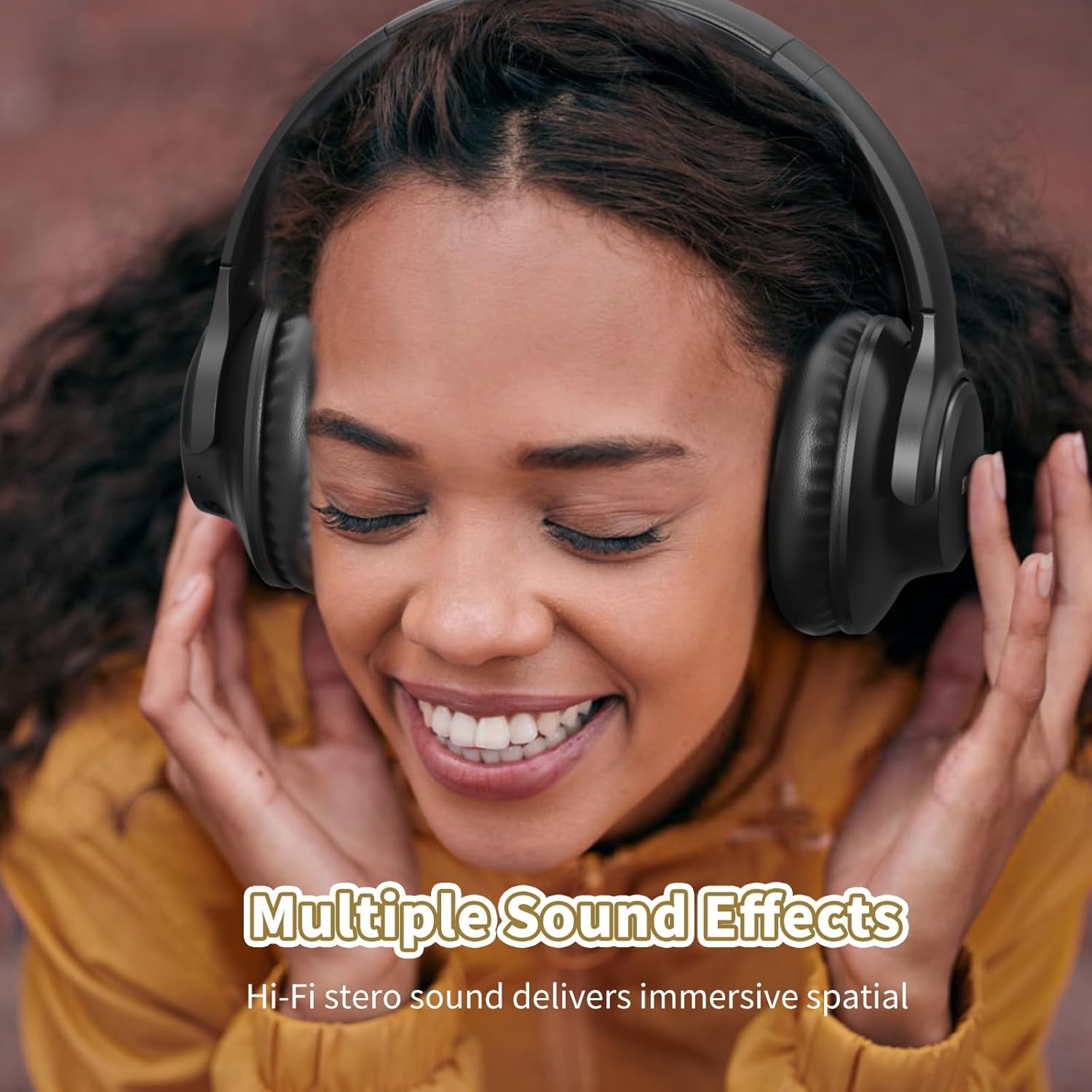 Black Bluetooth Over Ear Headphones 55H Playtime Foldable Deep Bass