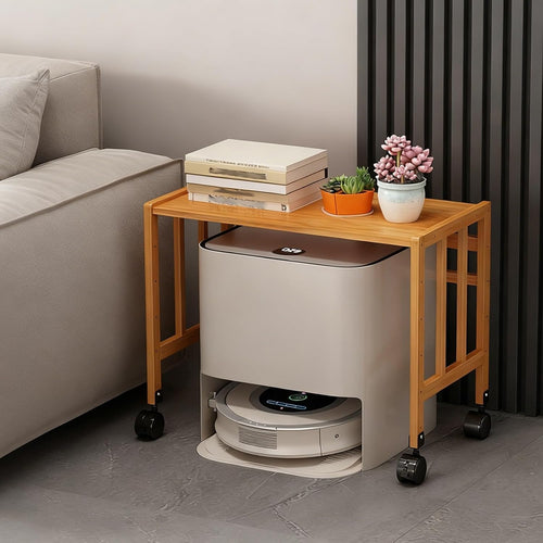 2 3 Tier Robot Vacuum Storage Shelf Adjustable Rolling Cabinet Stand