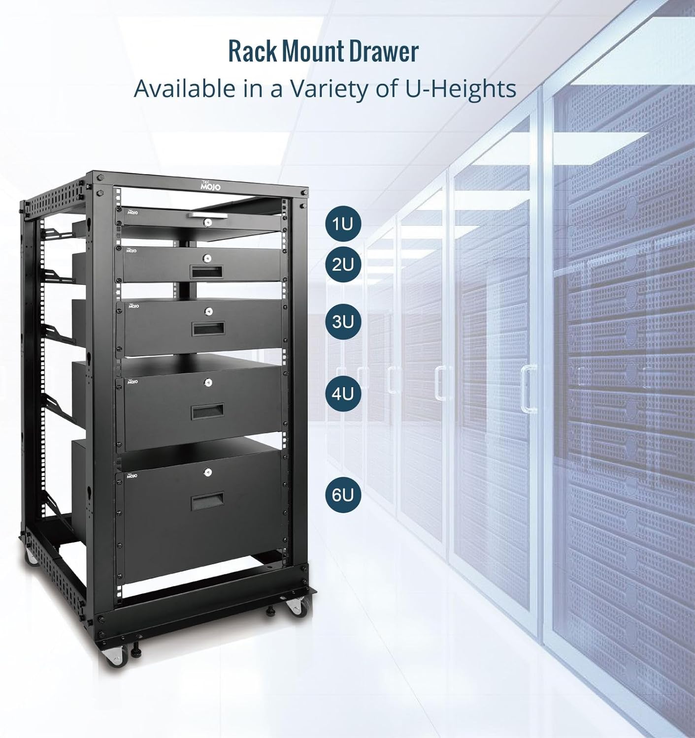 6U 19in Lockable Rack Drawer Steel Cabinet Mount