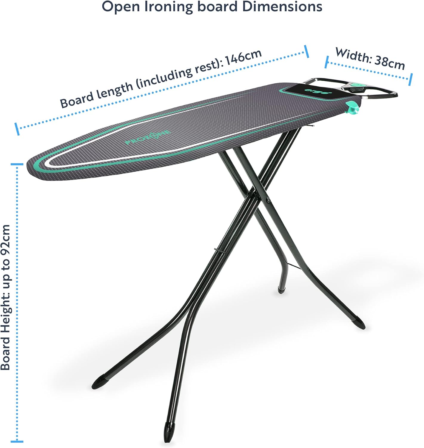 Ironing Board 122x38cm Foldable Iron Table Sturdy 4 Leg Design