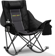 Oversized Rocking Camping Chair with Headrest 400LB Grey