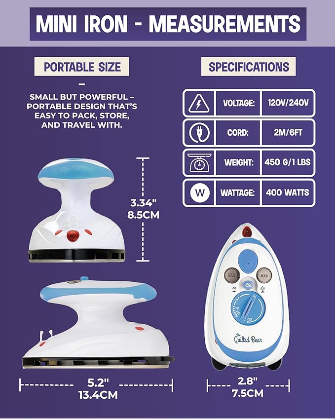 Mini Travel Steam Iron Portable Lightweight Craft Clothes Iron Kit
