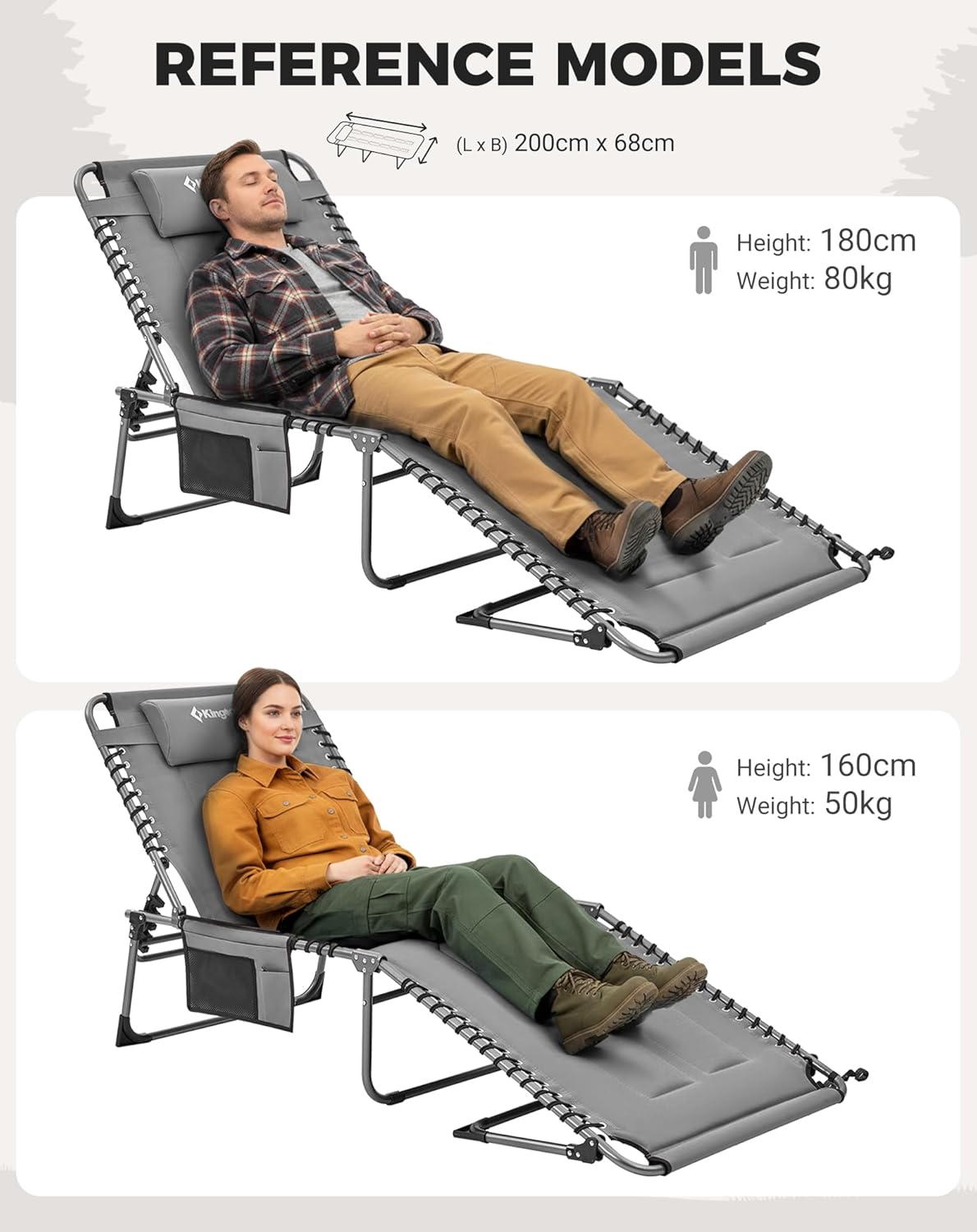 Oversized Padded Folding Sun Lounger 5 Position Grey Recliner