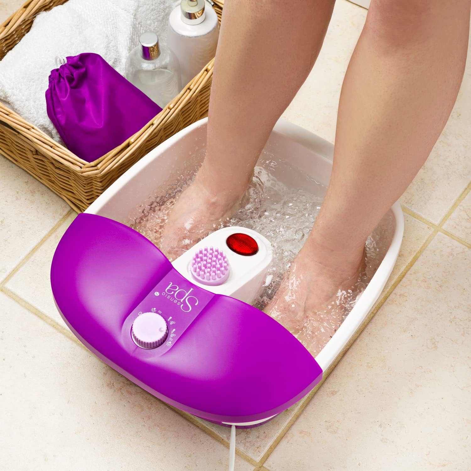 Heated Foot Spa Massager Bubble Bath Rollers Pedicure Set