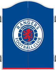 Wood Dartboard Cabinet Blue Wall Mount Scoreboard Doors 68cm
