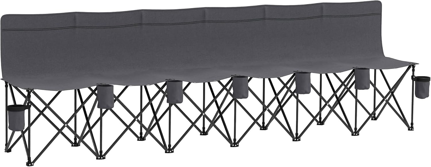 6 Seater Folding Camping Bench Portable Outdoor Chair Grey