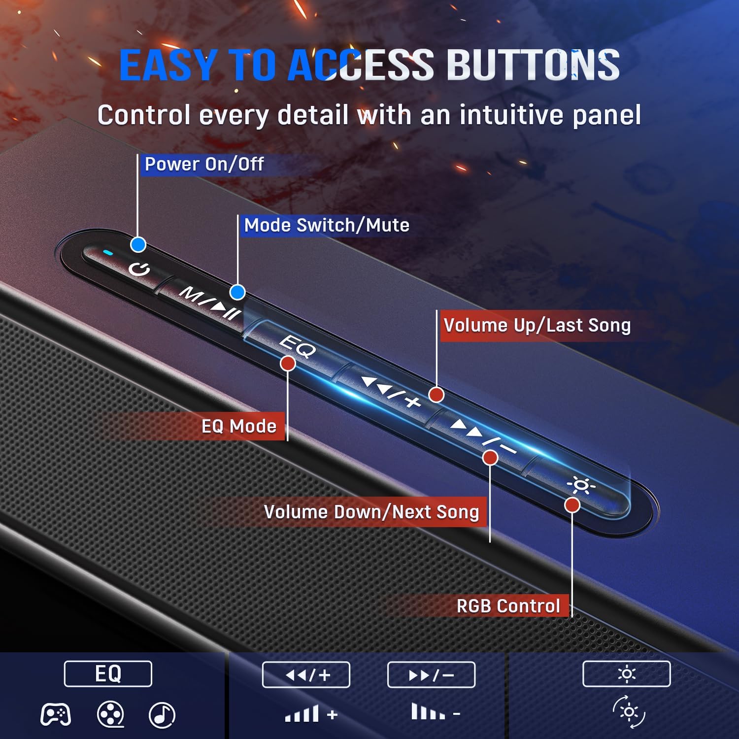 PC Speakers with Subwoofer RGB Gaming Soundbar Bluetooth