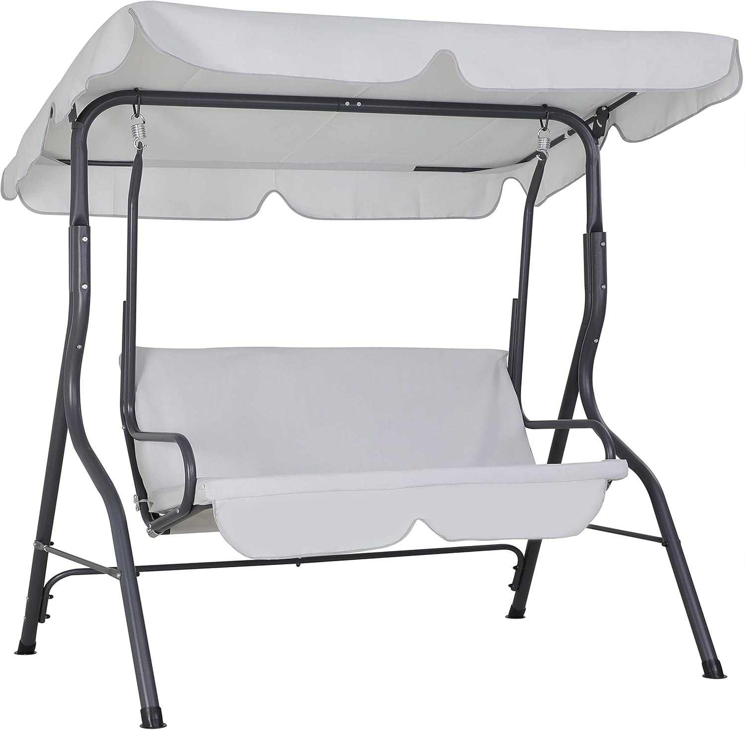 2 Seater Canopy Swing Chair Light Grey Garden Bench