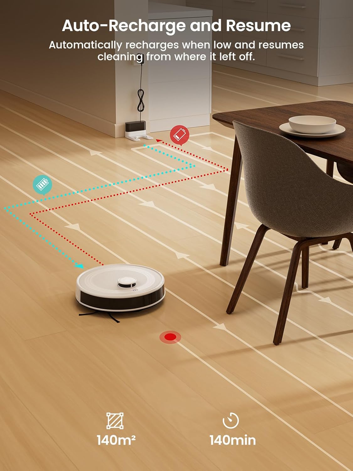Robot Vacuum Mop 6000Pa LiDAR Mapping App Control Pet Hair