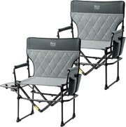 2 Pack Heavy Duty Folding Directors Camping Chairs Grey