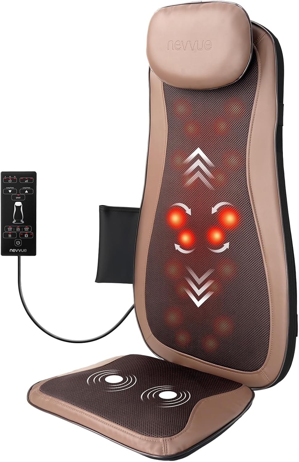 Heated Back Massager Cushion Chair Pad Vibration Shiatsu