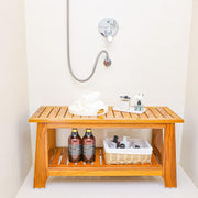 36in Teak Shower Bench Non Slip Spa Bathroom Seat