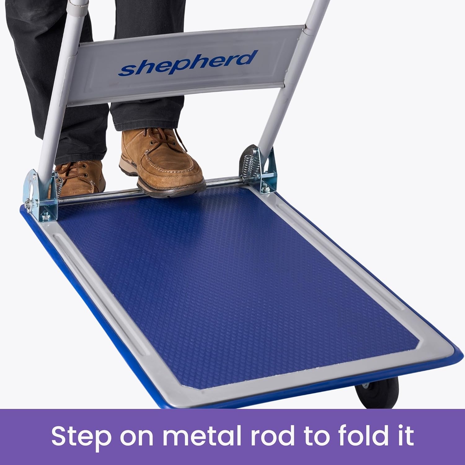Heavy Duty Folding Platform Trolley 150KG Push Cart Blue