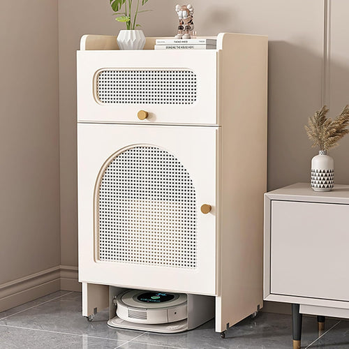 Robot Vacuum Storage Cabinet Side Table w Wheels Doors 75cm