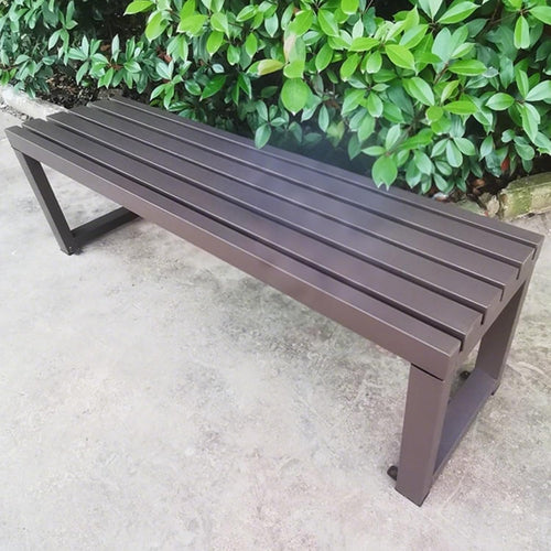 Outdoor Metal Garden Bench Backless Patio Porch Seat 100cm Brown