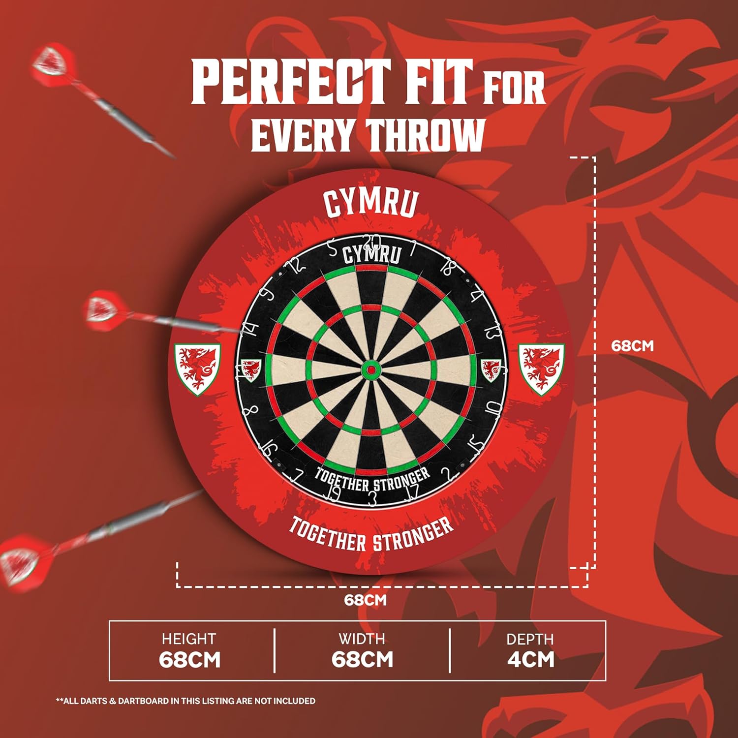 Dartboard Surround Wall Protector Red Durable 68cm Dart Board