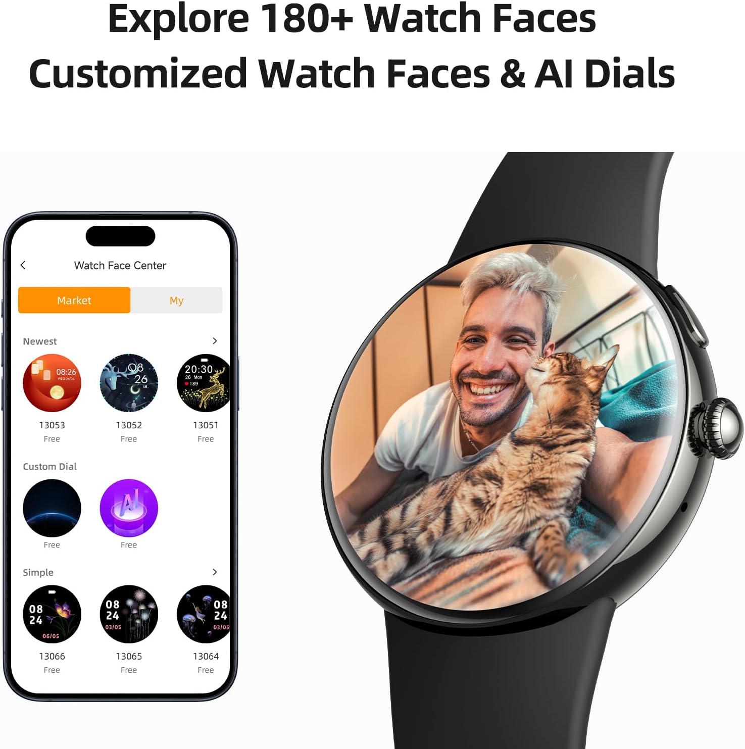 AMOLED Smart Watch Bluetooth Call Fitness Tracker with 2 Bands