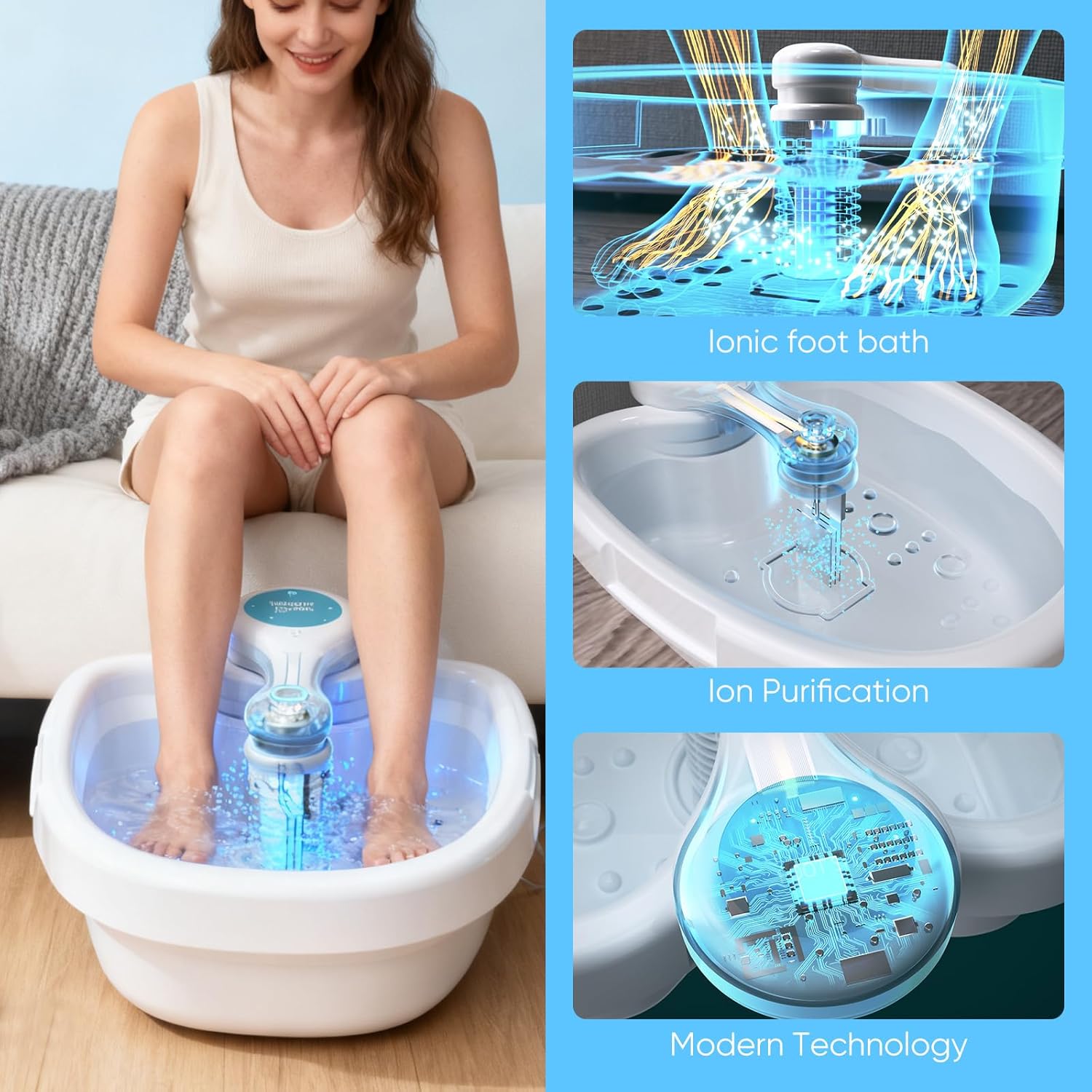 Portable Ionic Foot Spa Detox Machine with Basin Relaxation