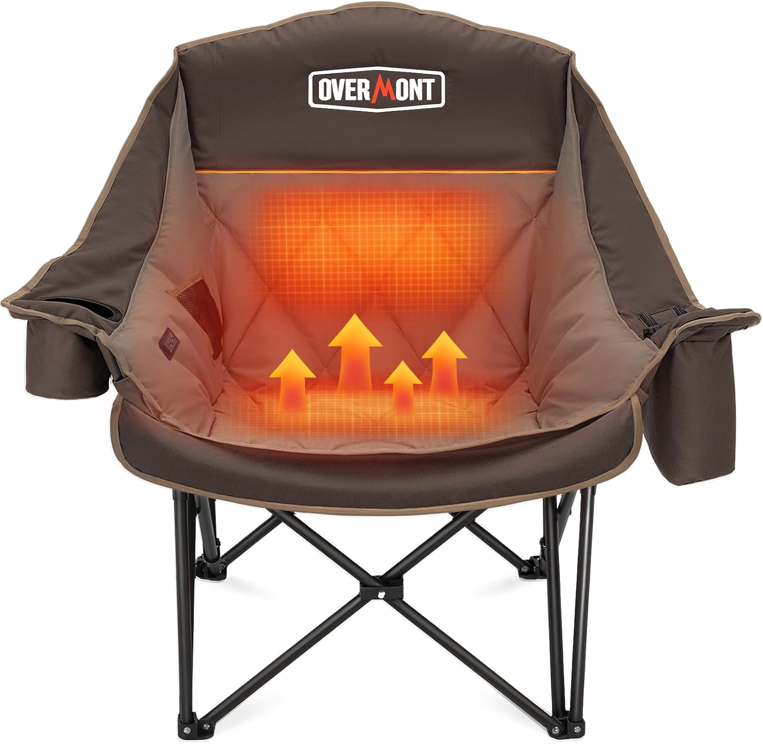Heated XL Camping Chair 400lb Oversized Padded Khaki