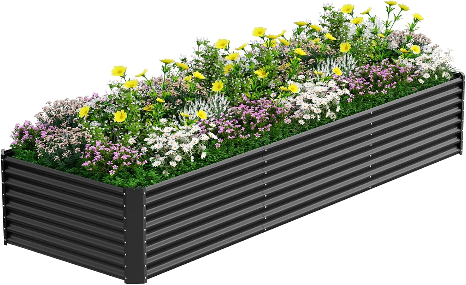 Extra Large Metal Raised Garden Bed 366cm Black Steel