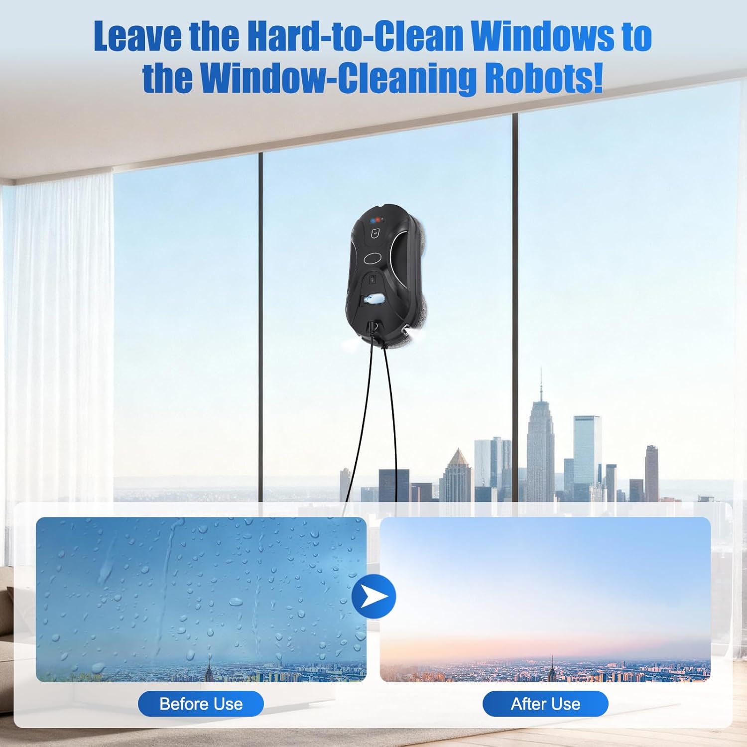 Automatic Window Cleaner Robot 5600Pa AI Spray Remote Edge Detect