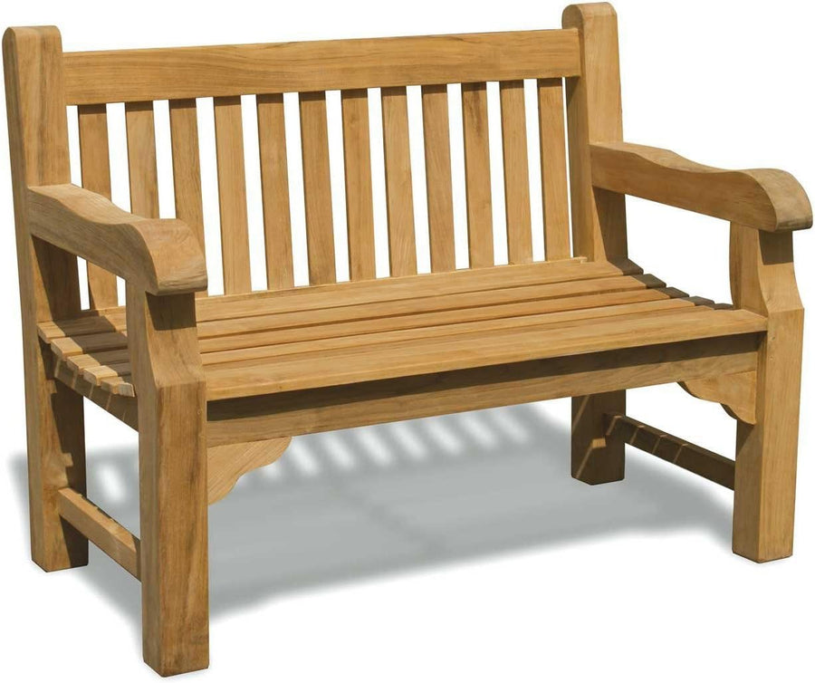 4ft Teak Garden Bench 2 Seater Heavy Duty Park Patio Bench Seat