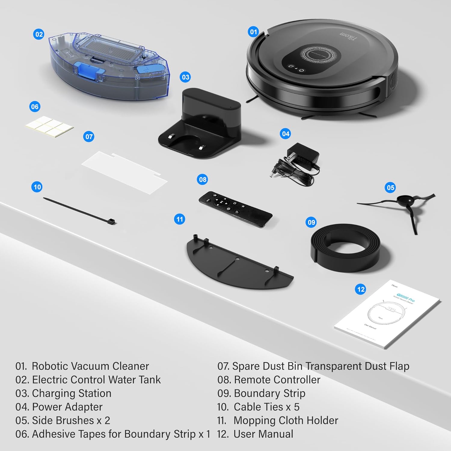 Robot Vacuum Mop 5000Pa Smart Slim Pet Hair Cleaner