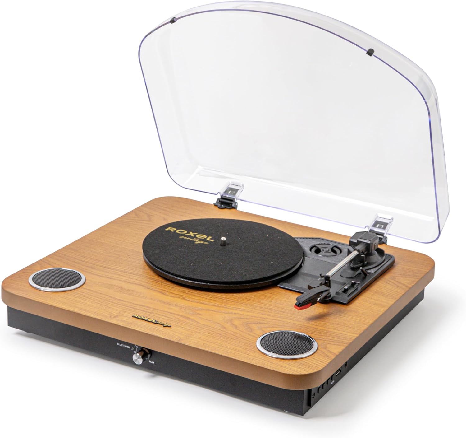 3-Speed Vinyl Turntable with Built-In Speakers, Bluetooth & USB Output