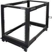 12U 4 Post Open Frame Server Rack Mobile Floor Mount