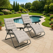 Set of 2 Zero Gravity Reclining Chairs with Cushions Black