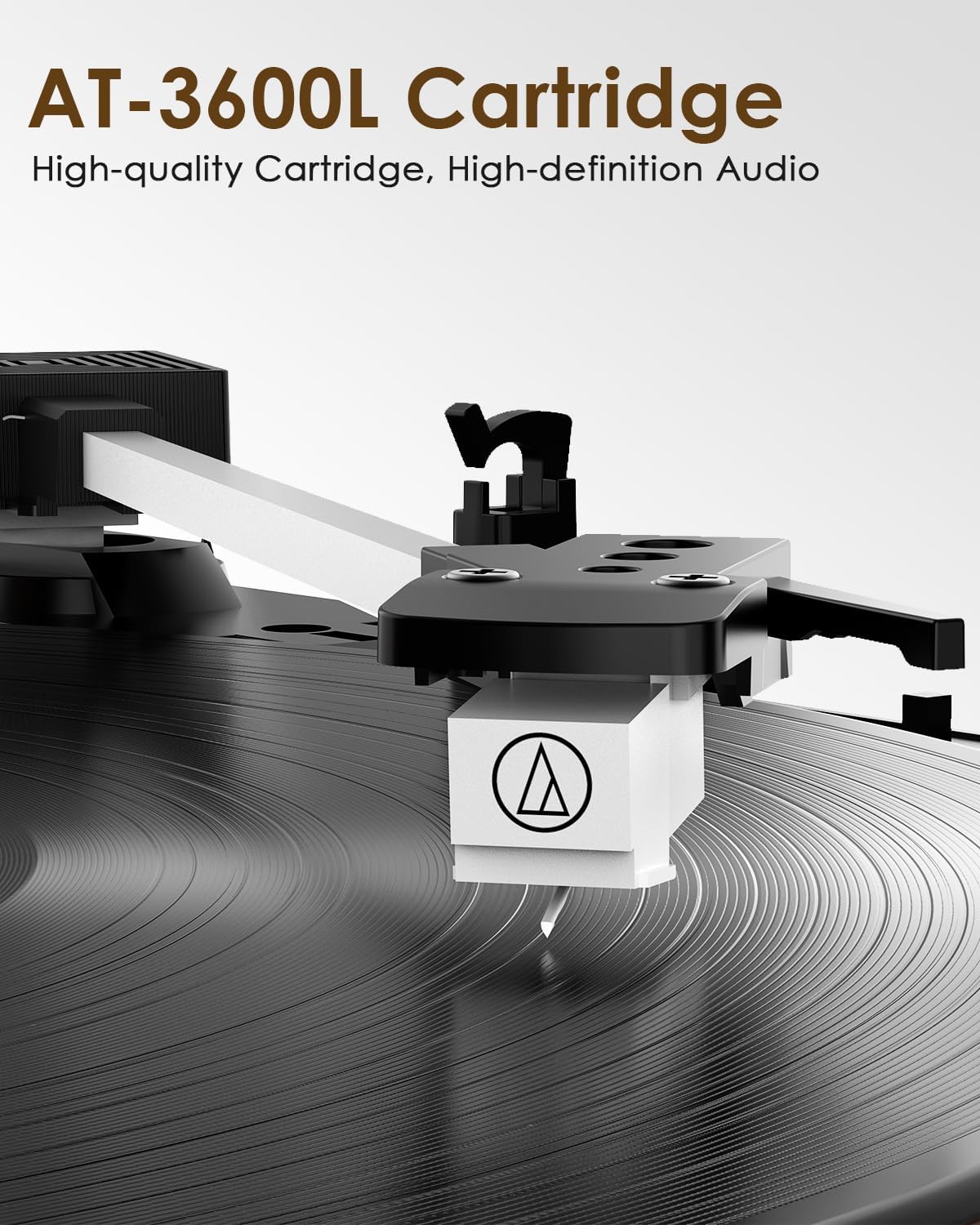 Walnut Vinyl Record Player With Dual Stereo Speakers