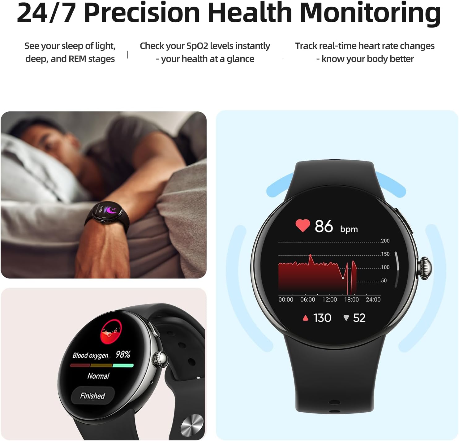 AMOLED Smart Watch Bluetooth Call Fitness Tracker with 2 Bands