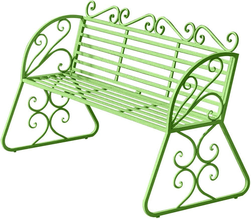 Outdoor Metal Garden Bench Patio Seat with Back & Armrests