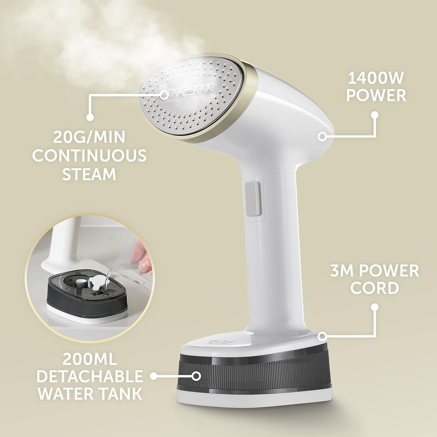 1400W Travel Garment Steamer Foldable Portable Fast Heat Clothes