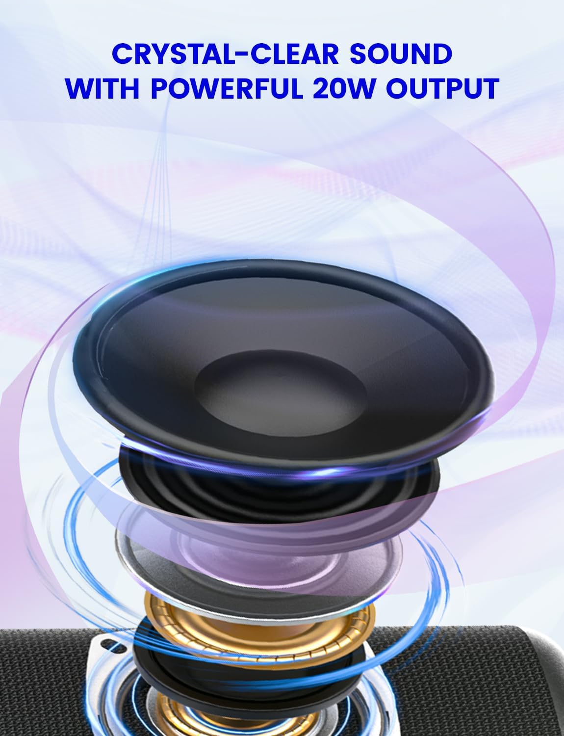 Portable Bluetooth Speaker 20W Loud Stereo RGB Lights IPX7 24H