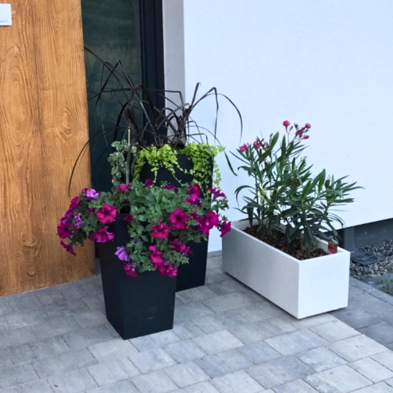 Tall Planter Pot Anthracite 32.5cm Modern Indoor Outdoor with Insert