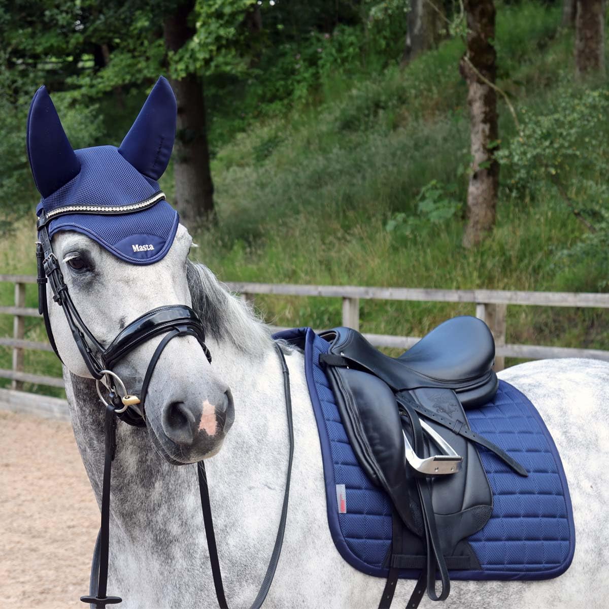 Navy Full Dressage Saddle Pad FIR Ceramic Airmesh Breathable
