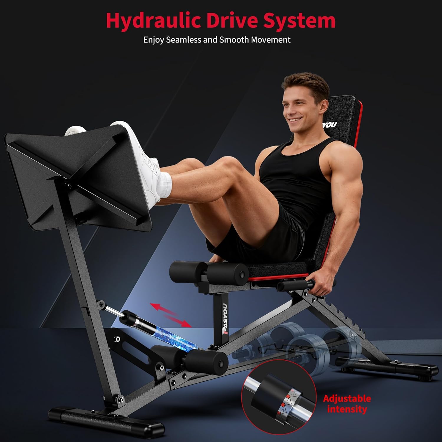 Leg Press Machine Adjustable Weight Bench Leg Extension 1300lb