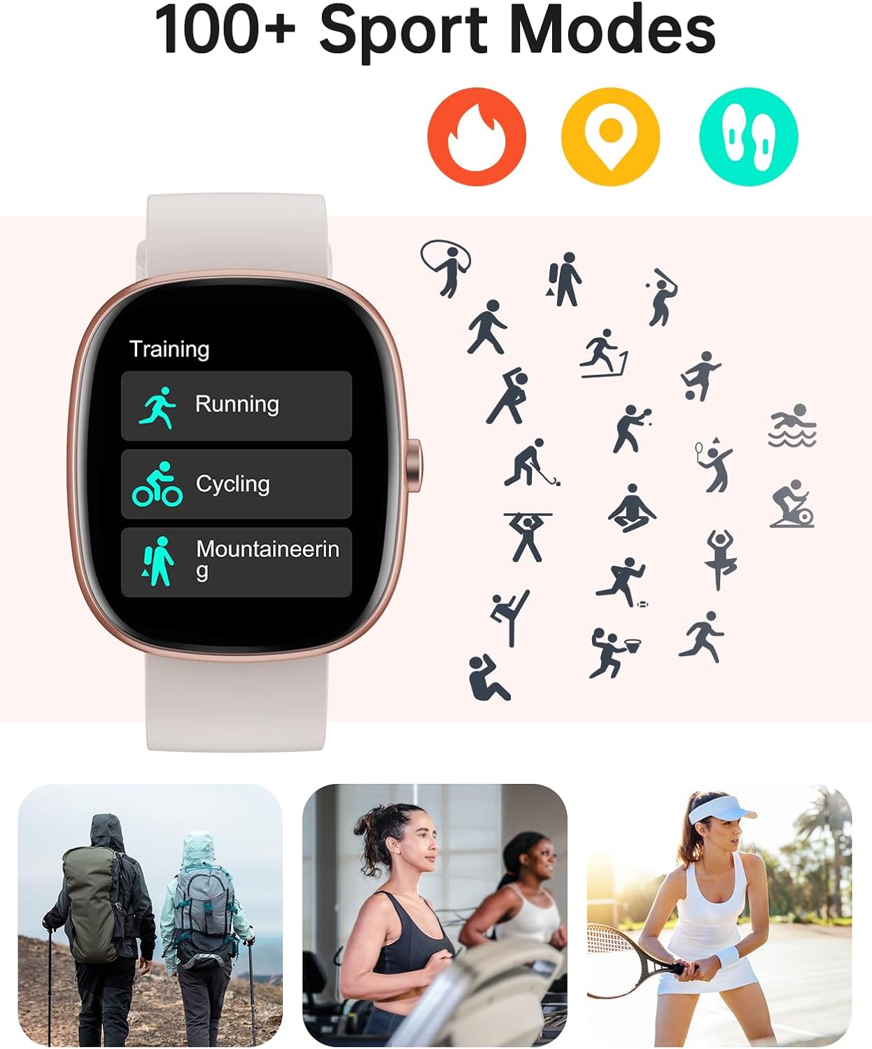 Women Smart Watch Bluetooth Call 100 Sports Fitness Tracker