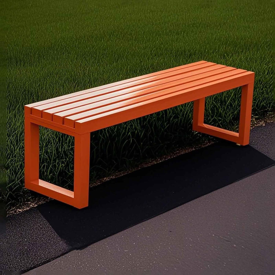 Metal Garden Bench 1.5m Backless Outdoor Park Patio Seat Orange